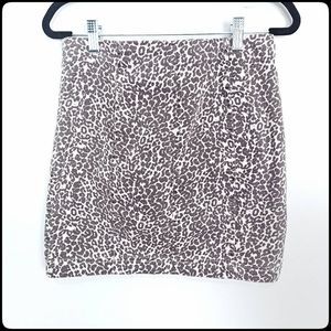 FREE PEOPLE Cheetah Leopard Print Pink Blush Punk Femme Denim Mini Skirt Size: 4